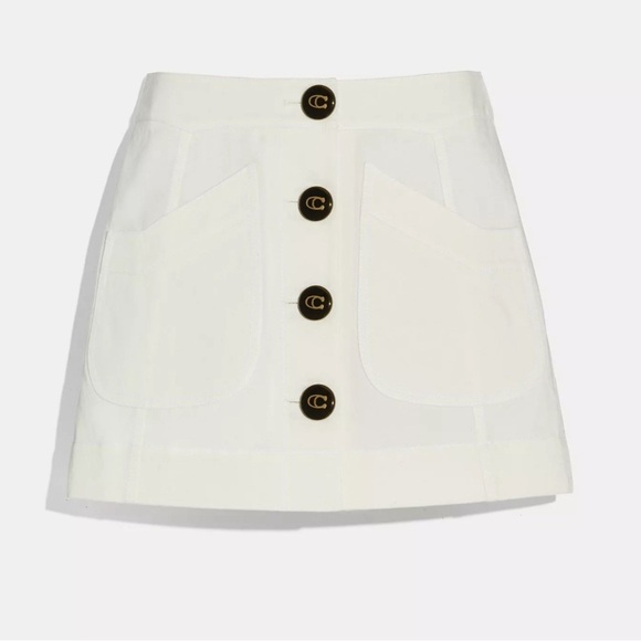 COACH SHORT CARGO SKIRT WHITE 2 - Picture 1 of 6